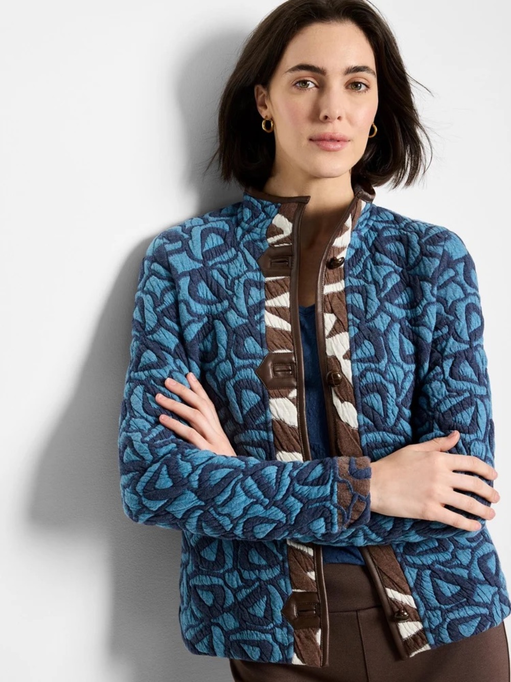 NIC + ZOE QUILTED FAUX LEATHER TRIM JACKET Sz XL.